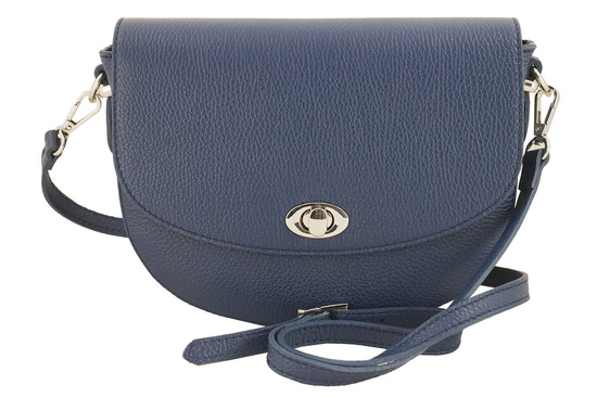 Listonoszka skórzana z ozdobnym zapięciem - Czarna