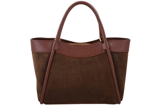 Elegancka torebka ze skóry zamszowej - Brązowa 