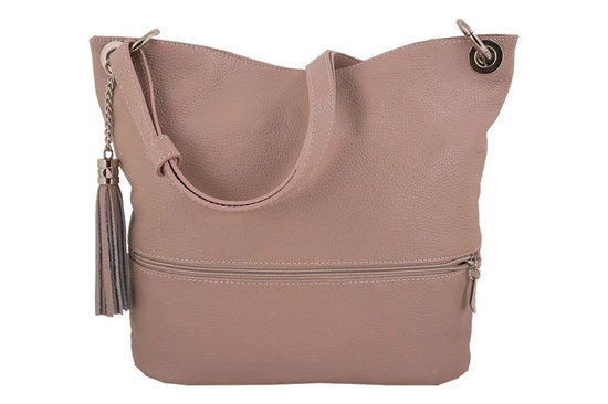 Skórzana torebka worek Barberinis - Szara jasna