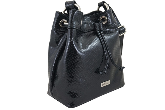 Damska torebka skórzana lakierowana - Czarna 