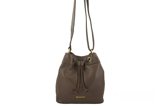 Torebka skórzana / mini worek - Beżowa ciemna 