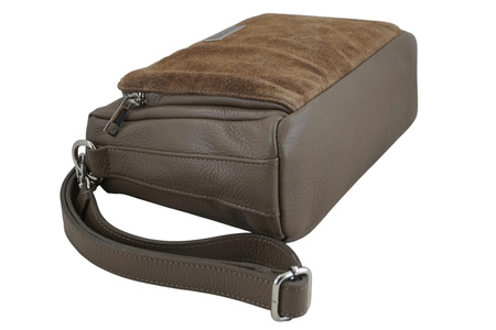 Codzienna torebka ze skóry naturalnej z zamszem - Beżowa ciemna