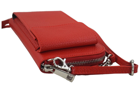 Portfel / etui na telefon ze skóry naturalnej - Zielony 