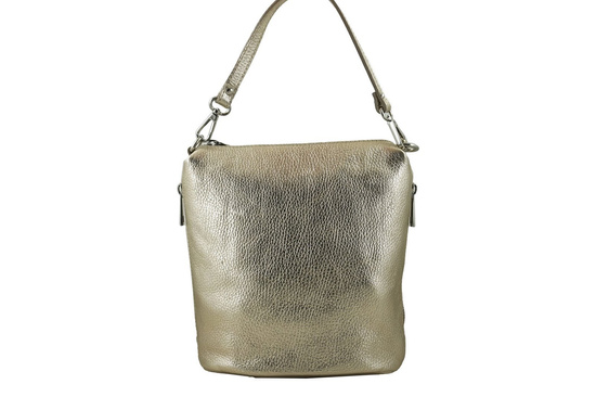 Listonoszka metalizowana na ramię skórzana - Złota