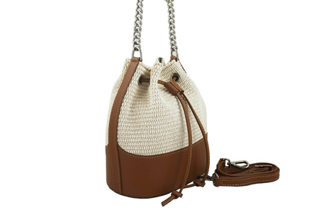 Torebka damska z rafii - Beżowa jasna