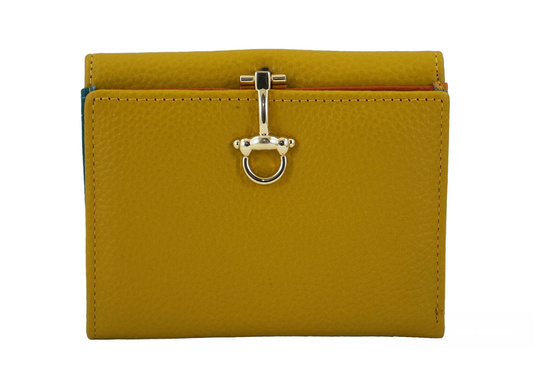Elegancki portfel ze złotym zapięciem - Żółty ciemny