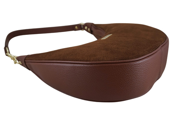 Stylowa torebka z zamszowym wykończeniem - Brązowa