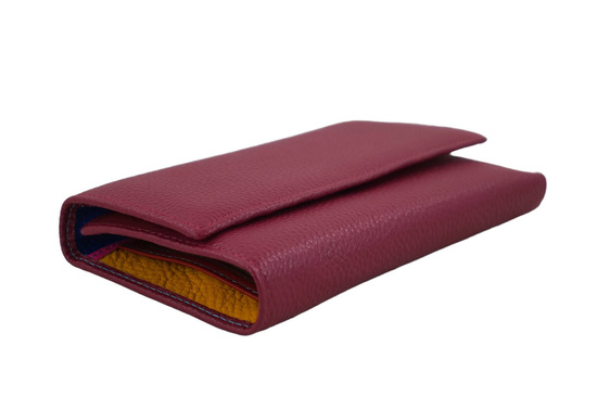 Portfel skórzany damski włoski - Fuksja