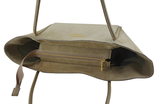 Barberinis - torebka duża zamszowa na ramię - Beżowa 