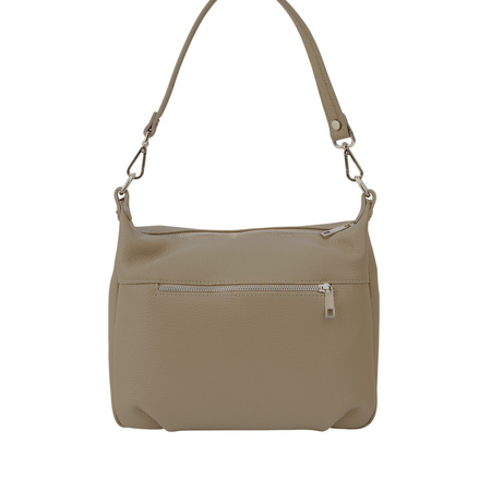 Skórzana torebka z zamszowym akcentem - Beżowa