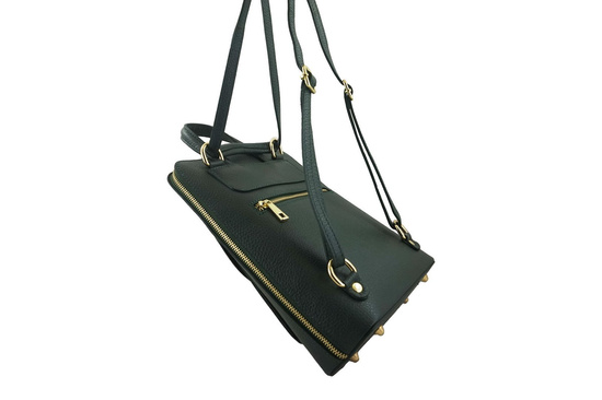 Plecak skórzany / listonoszka - Casual 2w1 - Zielony ciemny 