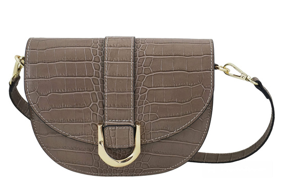 Listonoszka damska croco - Beżowa ciemna 