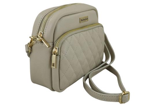 Torebka skórzana na ramię pikowana - Beżowa jasna 