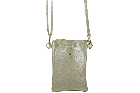 Mini torebka / etui ze skóry metalizowanej - Złota 