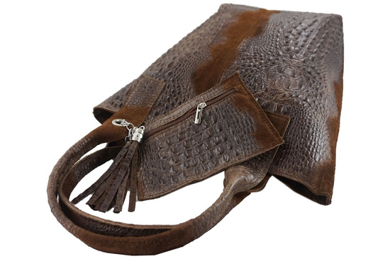 Modny worek skórzany CROCO Barberinis - Brązowy 