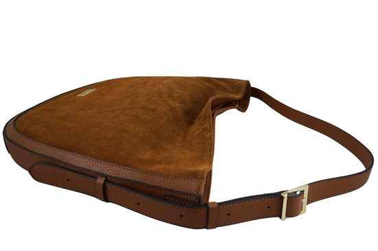 Duża torebka zamszowa na ramię - Brązowa jasna 