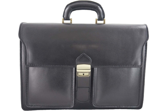 Aktówka męska - skóra naturalna - Czarna