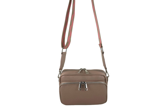 Torebka damska z ozdobnym paskiem - Różowa pudrowa 