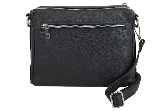 Codzienna torebka ze skóry naturalnej z zamszem - Czarna 