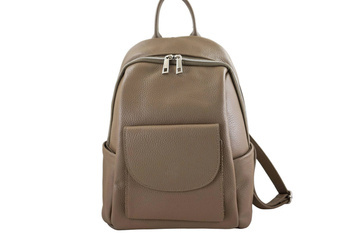 Damski plecak miejski skórzany - Beżowy ciemny