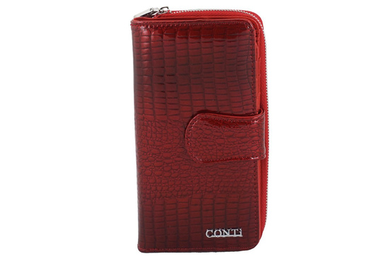 Portfel skórzany damski lakierowany - Czerwony 