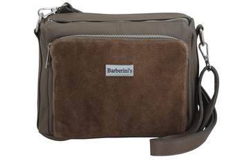 Codzienna torebka ze skóry naturalnej z zamszem - Beżowa ciemna