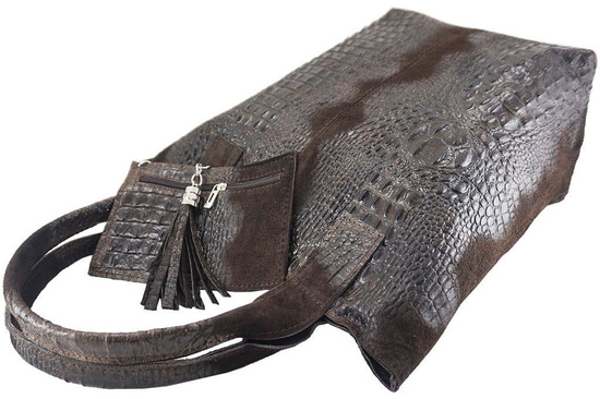 Modny worek skórzany CROCO Barberinis - Czarny