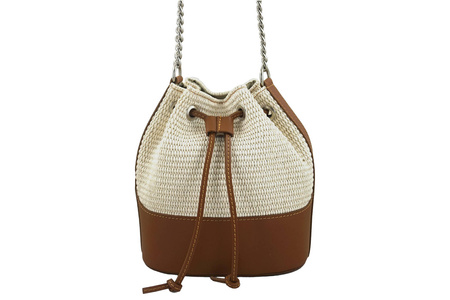 Torebka damska z rafii - Beżowa jasna