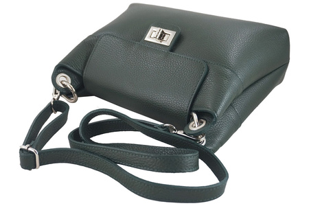 Torebka damska skórzana crossbody - Zielona ciemna