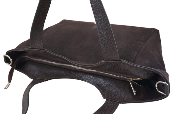 Torebka damska zamszowa typu worek - Brązowa ciemna 