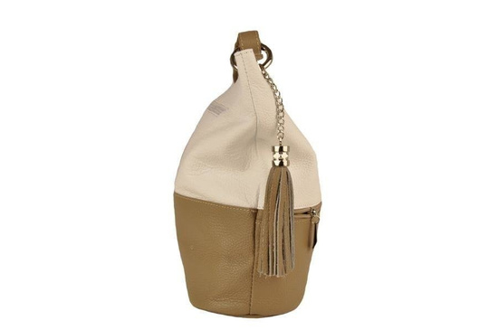 Skórzana torebka worek Barberinis - Beżowa ciemna