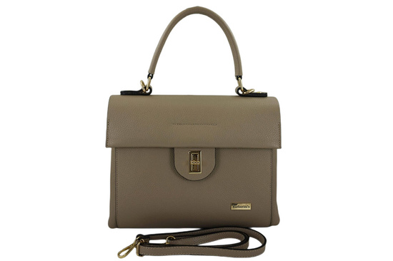 Skórzana torebka kuferek do ręki - Beżowa 