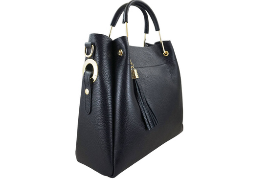 Torebka kuferek skórzana damska - Czarna