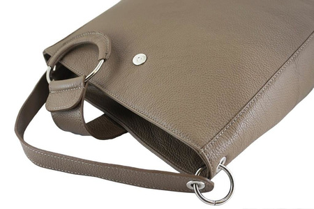 Torebki skórzane damskie - Barberini's - Beżowa ciemna