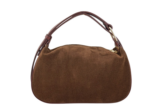 Elegancka torebka zamszowa na ramię - Brązowa 