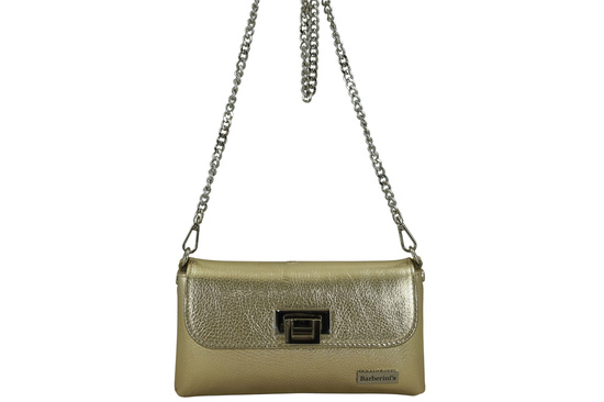 Złota kopertówka z metalicznym połyskiem 