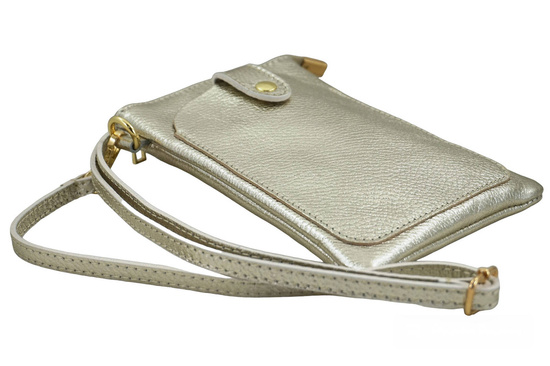 Mini torebka / etui ze skóry metalizowanej - Złota 