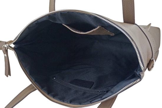 Torebka skórzana shopper na ramię - Beżowa ciemna