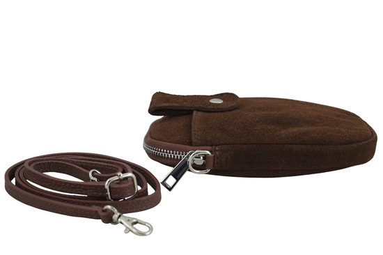 Etui na telefon ze skóry zamszowej - Brązowe 