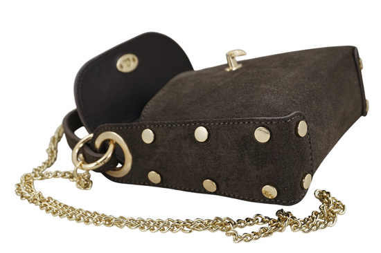 Zamszowa torebka wizytowa -  Brązowa ciemna 