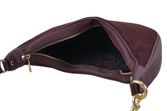 Stylowa torebka z zamszowym wykończeniem - Bordowa 