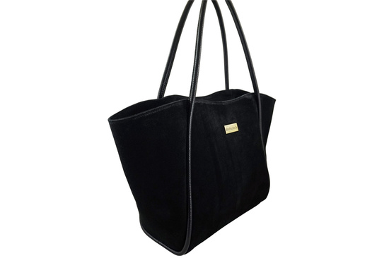 Barberinis - torebka duża zamszowa na ramię - Czarna 