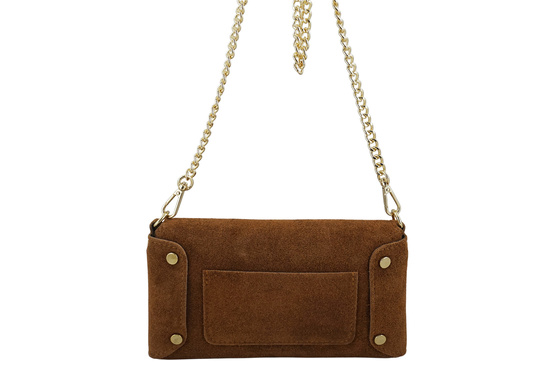 Zamszowa kopertówka na łańcuszku Barberinis - Brązowa 