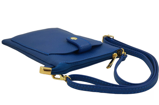 Torebka skórzana / etui na telefon - Chabrowe