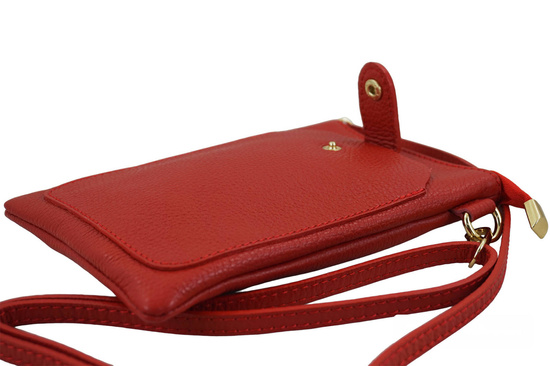 Torebka skórzana / etui na telefon - Czerwone jasne 