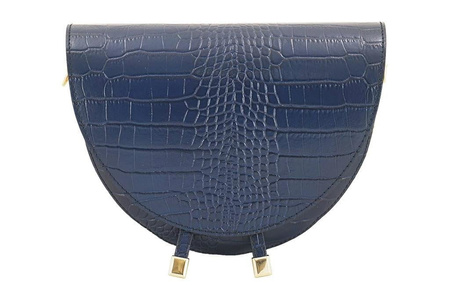 Wizytowa torebka listonoszka - CROCO - Brązowa ciemna