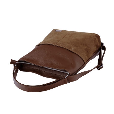 Torebka plecak z zamszem - Brązowa 