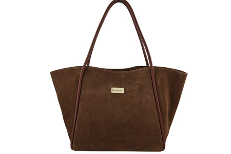 Barberinis - torebka duża zamszowa na ramię - Brązowa 