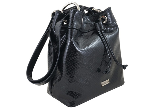 Damska torebka skórzana lakierowana - Czarna 