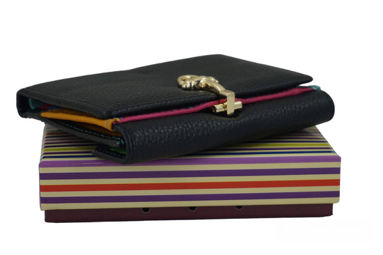 Elegancki portfel ze złotym zapięciem - Czarny